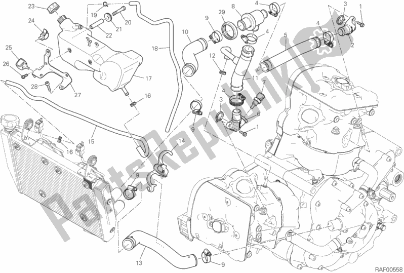All parts for the Cooling Circuit of the Ducati Hypermotard 939 SP 2017